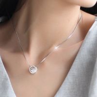 New Arrivals Silver Color  Crystal Box Cube Necklaces Pendants for Women Long Cubic Zirconia Necklaces Wedding Jewelry Fashion Chain Necklaces