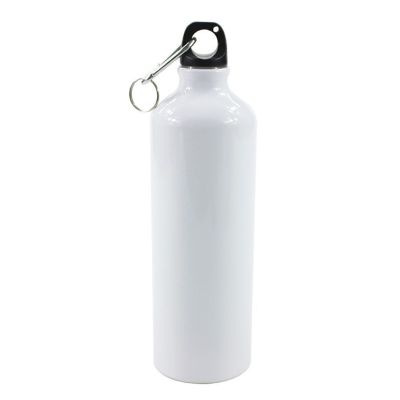 400500600750ml White Blank Sublimation Water Bottle with Screw Cap Carabiner Aluminum Outdoor Sports Leakproof Heat Printing