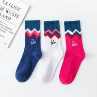 【jw】▬  New Socks Mens Fashion Skateboard Embroidery /Red /Blue Trend Hip Hop Cotton