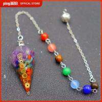 PING3693 เครื่องประดับแฟชั่นเครื่องประดับ จี้ลูกตุ้มเรกิ 7 Chakra orgonite โซ่ห่วงโซ่ Amulet การออกแบบใหม่ ของขวัญสำหรับเด็ก คริสตัลรักษารักษา