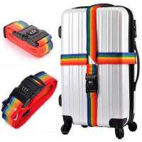 Baggage Belt Travel Rainbow Adjustable Luggage Suitcase Strap with 3 Coded Secure Lock Safe Belt Strap Traveling Accessories