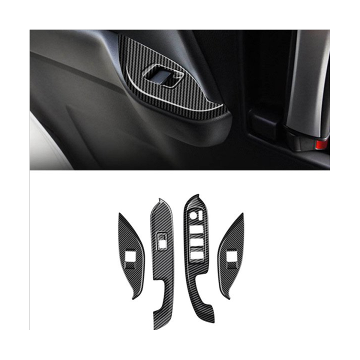 carbon-fiber-window-glass-lift-button-switch-cover-trim-sticker-abs-carbon-fiber-door-armrest-rhd-for-toyota-voxy-2022