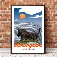 โปสเตอร์การเดินทางหรือภาพผ้าใบสไตล์วินเทจย้อนยุค-Birmingham Bullring สหราชอาณาจักรภาพวาดตกแต่งบ้าน (ไร้กรอบ)