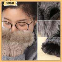 YANGU Fashion Winter Autumn Sheep Wool Faux Rabbit Fur Exposed Finger Wrist Gloves Couples Fingerless Mittens