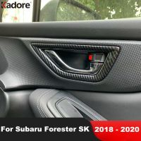 “:{》} สำหรับ Subaru Forester SK 2018 2019 2020รถคาร์บอนไฟเบอร์มื่อจับประตูด้านในตกแต่งภายในฝาครอบอุปกรณ์ขึ้นรูปตกแต่ง