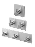 3M Self Adhesive Wall Door Back Hooks Heavy Duty Stainless Steel Clothes Hanger Bathroom Kitchen Towel Rustproof Hooks