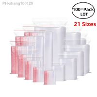 100PCS/Pack Resealable Zip Lock Bags Self Seal Clear Plastic Poly Bag Food Storage Package Reclosable Vacuum Fresh Organize Bag