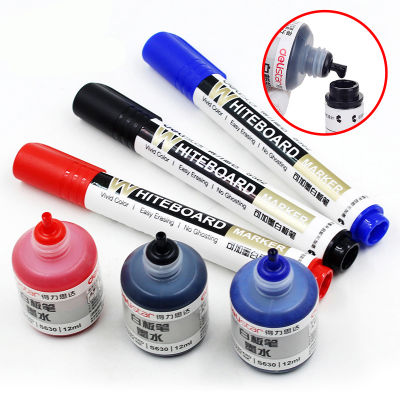 Deli 3 Pcs เครื่องหมายลบกระดานไวท์บอร์ดเขียนปากกา Wet-Erase สีดำสีน้ำเงินสีแดงเครื่องหมายเติมอุปกรณ์เครื่องเขียนสำนักงาน-zptcm3861