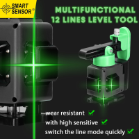 เลเซอร์วัดระดับ12เส้นขนาดเล็กสารพัดประโยชน์,เครื่องปรับระดับตัวเอง3 ° อุปกรณ์ปรับระดับแบตเตอรี่ลิเธียมชาร์จ USB พร้อมเส้นแนวนอนแนวตั้ง