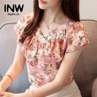 2018 Fashion Summer Blouses Women Shirts Plus Size Floral Tops Ladies Short Sleeve Chiffon Blusas Feminina Ruffled Blouse Mujer