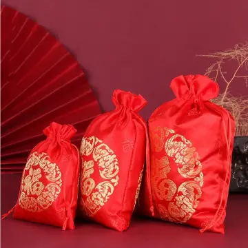 Silk Red Envelopes,3pcs Hongbao Card Envelopes Gift Wrap Bags Red Lucky Money Pockets for New Year,Spring Festival,Birthday and Wedding