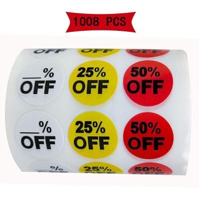 1008pcs Price Tag Label Round Blank 25 50 Percentage Discount Sticker For Retail Store Marker Decor 3/4 Inch