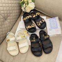 New womens sandals European and American leather letters Velcro thick-soled increase sandals all-match open toe foot sandals