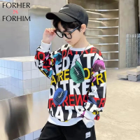 FORHER FORHIM ชายเสื้อกันหนาว2022ฤดูใบไม้ผลิและฤดูใบไม้ร่วงเด็กใหม่พิมพ์เสื้อสวมหัวสบายๆหลวมกลางและใหญ่เด็กกีฬา FH3400ด้านบน