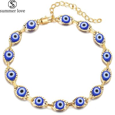 Glass Evil Eyes Bracelet Gold Blue Evil Eye Bracelets Women - Blue Eye Charm - Aliexpress
