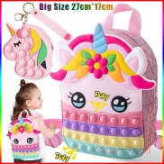 Big Pop It Fidget Toy Unicorn Ba Lô Cho Bé Gái Túi Unicorn Cho Trẻ Em Giải