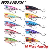 【hot】✶ 10 Pcs Topwater Fishing Set Floating Wobblers Crankbaits 4cm Artificial Hard Bait Crank Tackle​