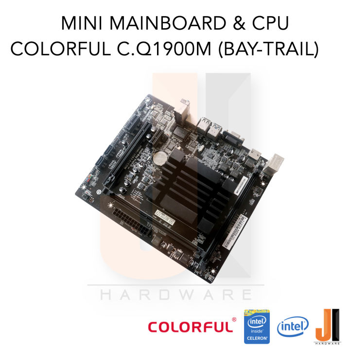 mainboard-with-cpu-colorful-c-q1900m-bay-trail-cpu-intel-celeron-j1900-2-0-2-42ghz-4-cores-4-threads-10-watts-tdp-pas-sive-cpu-cooler-สินค้ามือสองสภาพดีมีฝาหลังมีการรับประกัน