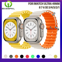 BassPal Silicone Ocean Strap สำหรับสายคาด Apple Watch 49MM 45Mm 44 40 41 42 38Mm สร้อยข้อมือยาง Correa I Watch Ultra Series 7 6 3 Se2 4 5 8