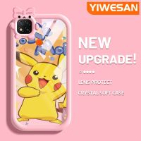 YIWESAN เคสสำหรับ Xiaomi Redmi 9C NFC POCO C31การ์ตูน Pikachu สีสันสดใสเคสเลนส์กล้องถ่ายรูปแบบนิ่มสัตว์ประหลาดน้อยกันกระแทกแบบใสเคสโทรศัพท์โปร่งใสแฟชั่นเคสป้องกันซิลิโคน