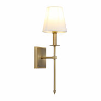 Permo Single Classic Rustic Industrial Wall Sconce Lighting Fixture with Flared White Textile Lamp Shade