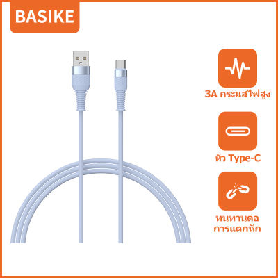 Basike  สายชาร์จ USB Type C สายชาร์จแบบเร็วสำหรับ Samsung S10 S9 3A สายชาร์จข้อมูลแบบเร็วสาย OPPO สำหรับ Huawei P30 Pro Redmi realme Note htc8 สายชาร์จ Type-C