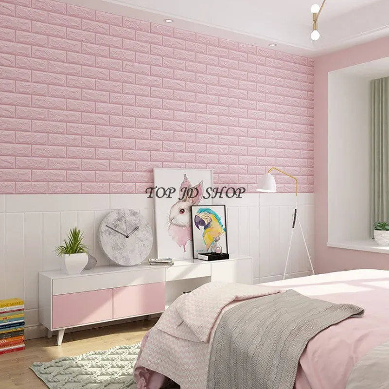 10PCS SET Wallpaper foam 3D 70CMX38CM 38cmx35cm 4MM THICK stone bricks  design Wall sticker for Living Room Bedroom Background Decoration Home  Decor DIY Wall Decor For Baby Kids room Plain white color