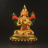 Special Design Gold Tsongkhapa Figurine Statue Three Tailsman Treasured Buddhsit Glass Steel Titetan Supplies Buddha Sculpture