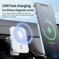 Magnetic Car Wireless Chargers Vent ที่วางศัพท์สำหรับ 14 13 12 Macsafe Charger Fast Charging Station