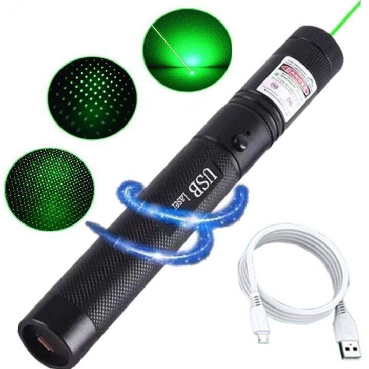 Tactical High Powerful USB Green Lasers Pointer Adjustable Focus