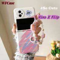 WFCase เคสสำหรับ Vivo X Flip เรียบง่ายสีกราฟฟิตี้พับเคสโทรศัพท์ (+ สร้อยข้อมือ) ปกป้องกล้องเต็มรูปแบบฝาครอบเคส