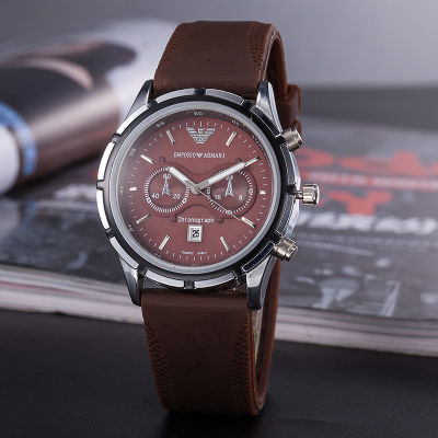 Armani นาฬิกาควอตซ์สำหรับผู้ชาย,นาฬิกาข้อมือคลาสสิกแบบสามขาสำหรับผู้ชายสายรัดยางสินค้าใหม่ปี2022