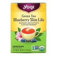 Yogi Tea &amp; Blueberry Slim Life? Caffeine Free, 16 Tea Bags, ปราศจาก คาเฟอีน