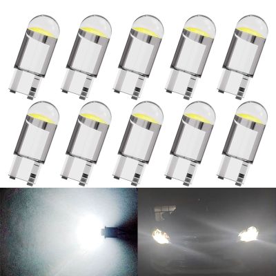 10 PCS T10 W5W 194 LED Signal Bulb COB 12V 7000K White Car Interior Dome Door Maps Reading Lights Wedge Side License Plate Lamps