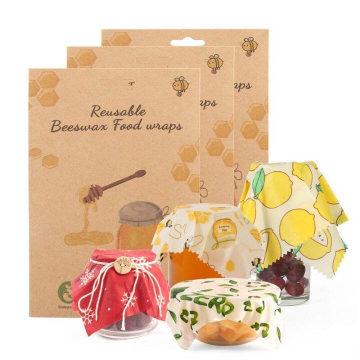 3Pcs/set Eco Friendly Reusable Bee Beeswax Wrap Bees Wax Cloth Fresh