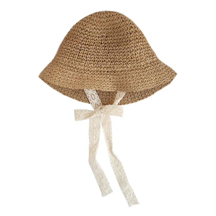 แฟชั่นลูกไม้เด็กหมวกฤดูร้อนฟางโบว์เด็กสาวหมวกชายหาดเด็กปานามาหมวกเจ้าหญิงเด็กหมวกและหมวกสำหรับเด็ก-d-ropshipping