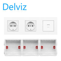 DELVIZ (EU) Cat6+EU+EU wall power socket, special socket for computer office, equipped with socket installation box.