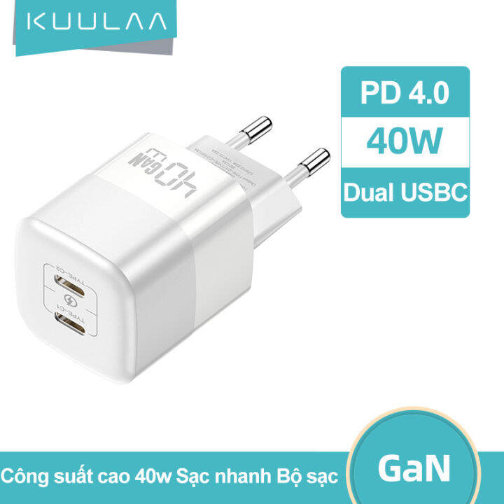 50% OFF Voucher】KUULAA USB C GaN Charger 40W Fast Charger for iPhone 14/14