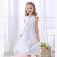 Summer Childrens Nightgown Baby Girls Clothes Lace Spliced Kids Sleepwear Vintage Princess Home Wear Long Sleeve Pajamas Y785