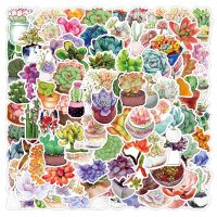 50/100pcs Plant Succulents Stickers For Notebook Stationery Scrapbooking Material Stickers Aesthetic Happy Planner Accessories Stickers Labels