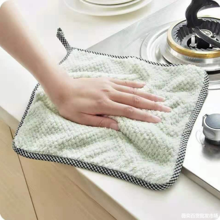 ผ้าเช็ดโต๊ะ-ขนาดเล็ก-23x23cm-ผ้าเช็ดจาน-พร้อมหูห้อย-ขอบสก๊อต-ผ้าทำความสะอาด-ผ้าเช็ดเอนกประสงค์-ผ้าเช็ดมือสี่เหลี่ยม-ซักง่าย-kitchen-towel
