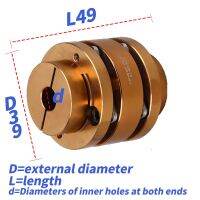 D39L49 Flexible Coupler Flange Diaphragm Cardan Connector Single Shaft Coupling Keyway Alum High Rigidity Elastic Stepped Stage