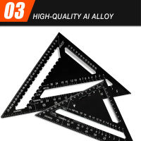 INGBONT 12inch Speed Square Metric Aluminum Alloy Triangle Ruler Squares for Measuring Tool Metric Angle Protractor Woodworking