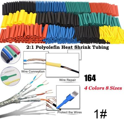 164Pcs Heat-shrink Tubing Thermoresistant Tube Heat Shrinking Wrapping Kit Electrical Connection Wire Cable Insulation Sleeving