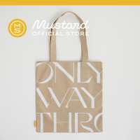 Only Way Through Basic Tote - Beige/White กระเป๋าผ้า