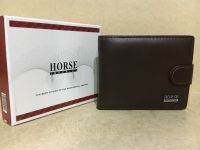 กระเป๋าสตางค์ ทรงสั้น สีน้ำตาลเข้ม Horse Wallet หนังแท้ คุณภาพดี