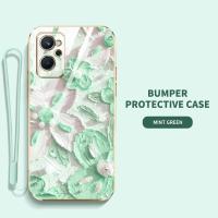 เคสโทรศัพท์ A76 A36 OPPO A96 4G K10 9i Realme 4G ลายดอกไม้สไตล์ภาพวาดสีน้ำมันเรียบเคสนิ่มเคลือบอิเล็คโทรเพลทกรอบสายคล้องส่ง