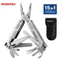 WORKPRO Multitool รวมเครื่องมืออเนกประสงค์พกพา15-In-1พร้อมไขควงคีมอเนกประสงค์ใช้งานหนักพร้อมล็อคความปลอดภัยและปลอก