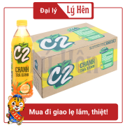 Thùng 24 Chai Trà Xanh C2 Hương Chanh Bao Bì Xuân Chai Nhựa 360ml