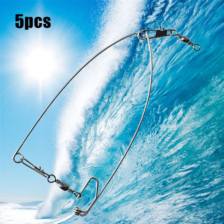 laogeliang-5pc-สแตนเลสแคมป์ปิ้งอุปกรณ์ตกปลาอัตโนมัติ-spring-ejection-hook